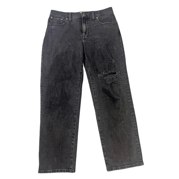 Madewell The Mid-Rise Perfect Vintage Straight Jean, Women’s 29 Distressed Black - Picture 1 of 11